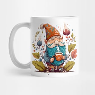 Funny Coffee & Gnome Lovers Floral Retro Spring Gardener Mug